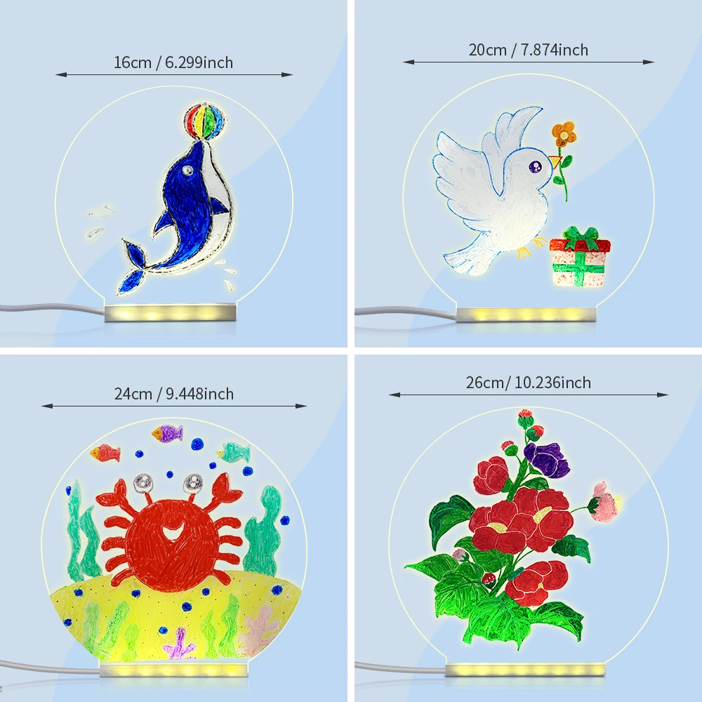 خربش إضاءة مزخرفة لسطح المكتب، لوحة رسم خربش قابلة للمسح، إضاءة محيطة، حامل عرض سطح المكتب #5