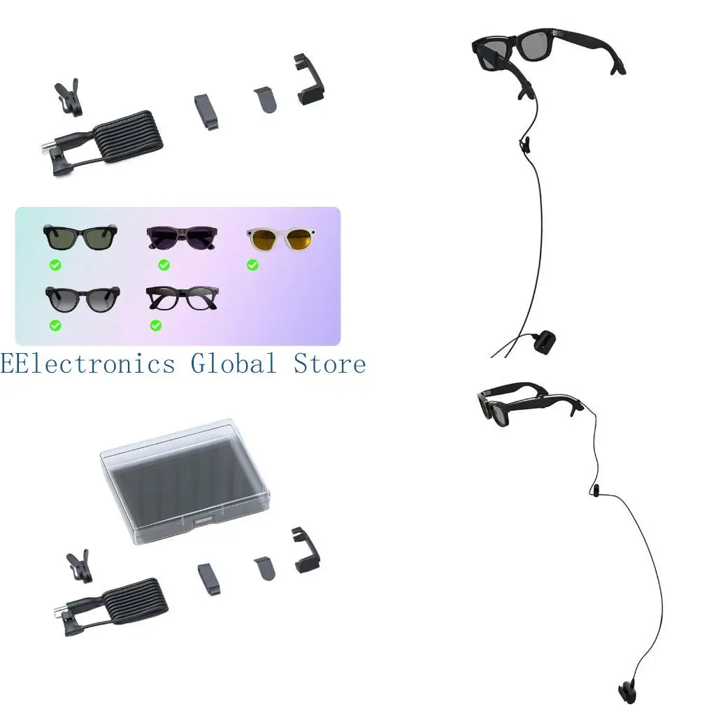 462B Wearable Glasses Desk Backup Accessory Set with Coiled Charging Cable, Privacy Cover and Cable Routing Aids in a Carry Case