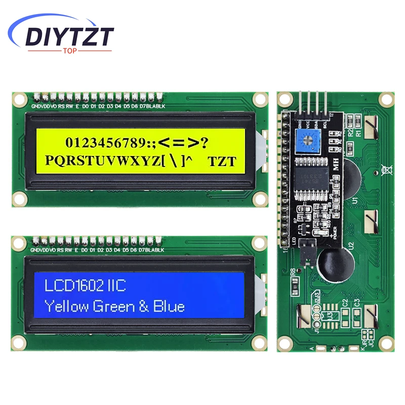 diytzt-lcd1602-Модуль-дисплея-i2c-Синий-Зеленый-Экран-5-В-pcf8574-iic-Адаптер-llate-для-arduino