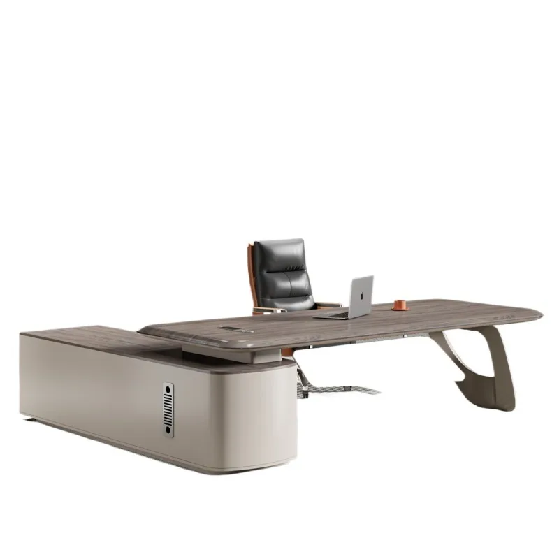 Boss luxury high-end executive desk with l-shaped side locker office executive desk