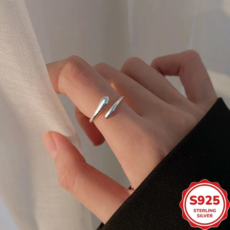925 Sterling Silver Geometric Adjustable Ring For Fashion Women Party Fine Jewelry Minimalist Punk Accessories Anillos De Prata