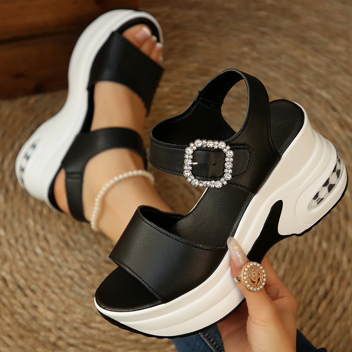 Women Platform Wedge Sandals 2 - Velcro Strap Sandal ulasan dan harga