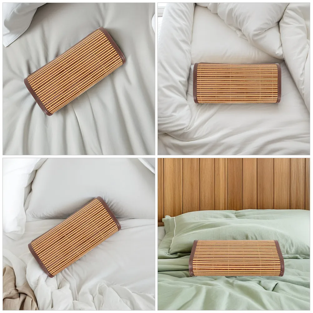 2Pcs Bamboo Hollow Cooling Pillow Neck Support Breathable Ergonomic Headrest Sauna Equipment for Hot Sleepers Cylindrical Pillow