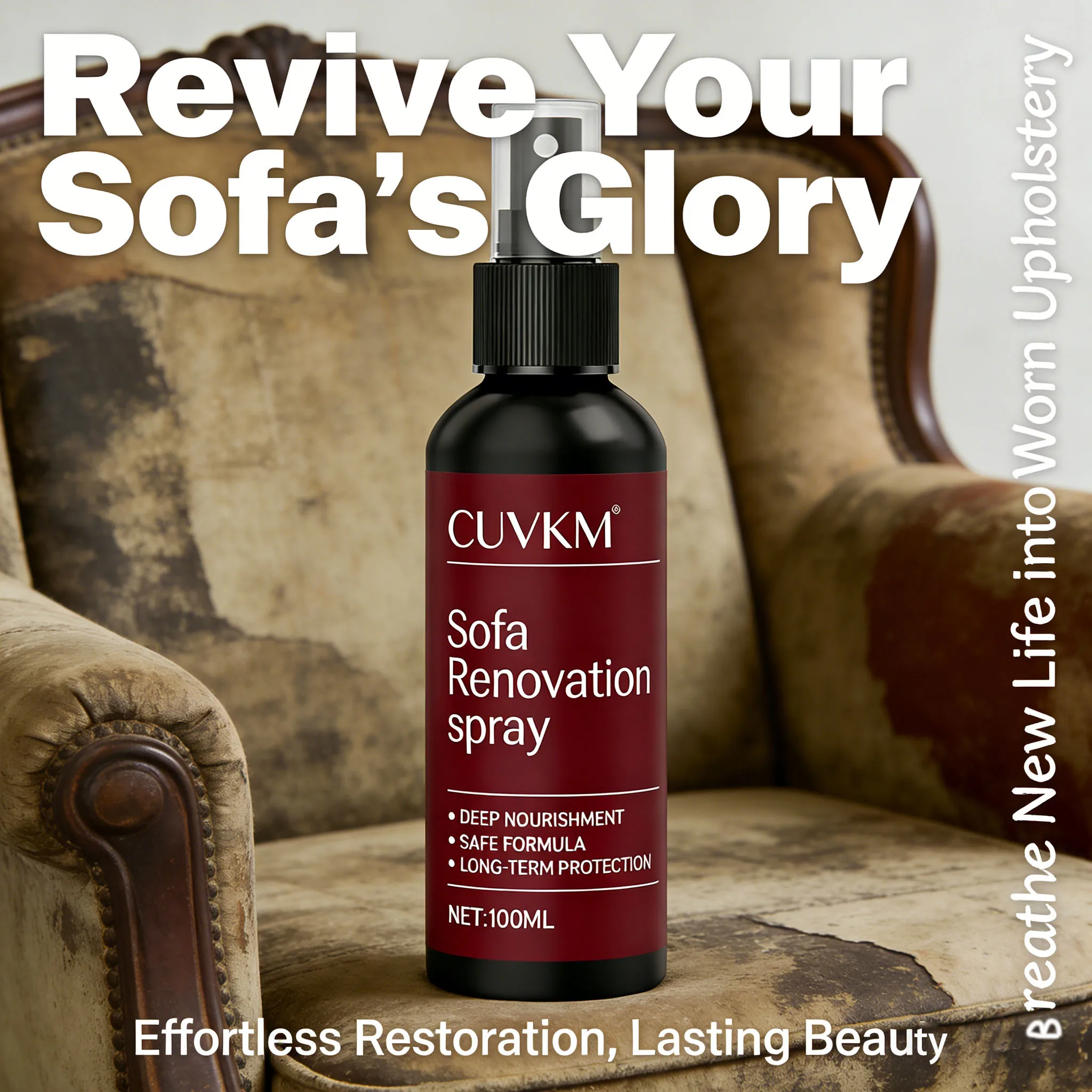 Sofa Renovation Spray, Deep Nourishment & Long-Term Protection, Safe Formula Fabric Sofa Cleaner & Restorer, Revitalize Sofa's B