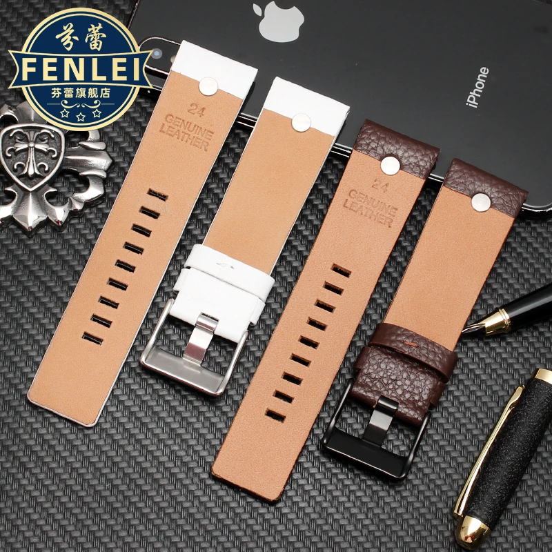 Genuine Leather Watchband 24mm 26mm 28mm 30mm Bacelet For Diesel DZ7371 DZ7257 DZ7348/4323/1657/4318 Men Watch Strap Accessorie