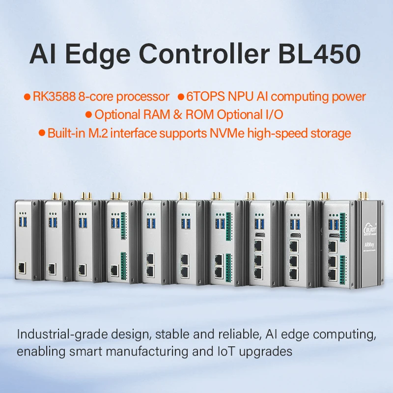 

BLIIoT Industrial AI Edge Computer 4*Cortex A76 Rockchip RK3588 6TOPS NPU AI Edge Computing Gateway ARM Embedded Controller
