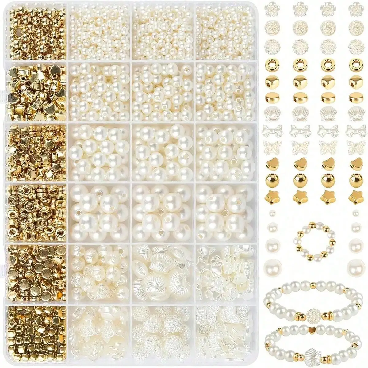 1000pcs White Mixed Acrylic Pearl Polished Loose Beads Set Elegant For DIY Jewelry Decors Handmade Craft Jewelry Making Supplies image 6