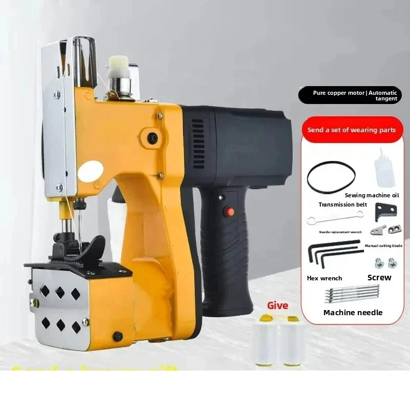 

110V 220V Portable Electric Sewing Machine Semi-Automatic Snake Skin Flour Rice Bag Fabric Sealer Brand New Bagging System