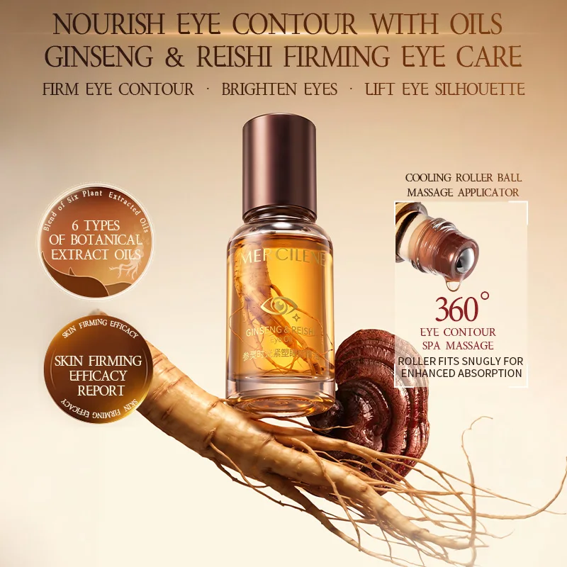 Mercilen Ginseng and Ganoderma Eye Essence Oil 18ml, Contains Caffeine, Plant-Derived Squalane, and Plant Extracts. It Moisturizes, Firms, and Brightens the Eyes, with a Smooth, Cooling Roll-On Application That Fits the Contour of the Eye Area, Quickly Lifts the Skin Around the Eyes, and Bids Farewell to Dullness and Dryness, Increasing Skin Elasticity. It Is Suitable for All Skin Types view 3