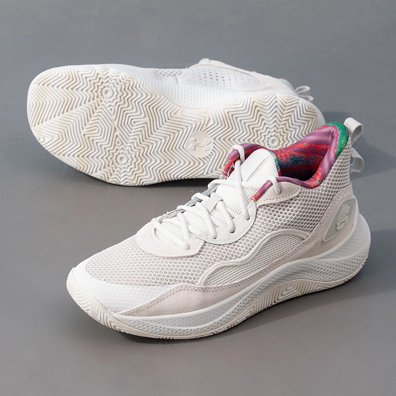 Under Armour Men's and Women's Sports Shoes for Competition and Training, Practical on the Court, Cushioning, Wear-Resistant, Breathable Basketball Shoes 3028191-114