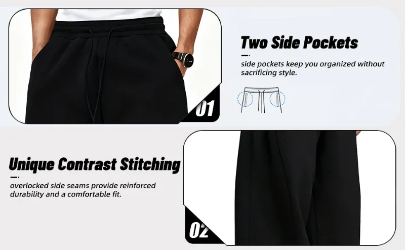 Relaxed Drawstring Sweatpants Heather Joggers Casual Lounge Pants Comfortable Elastic Waist Cotton Blend Bottoms, Men Grey - Image 5
