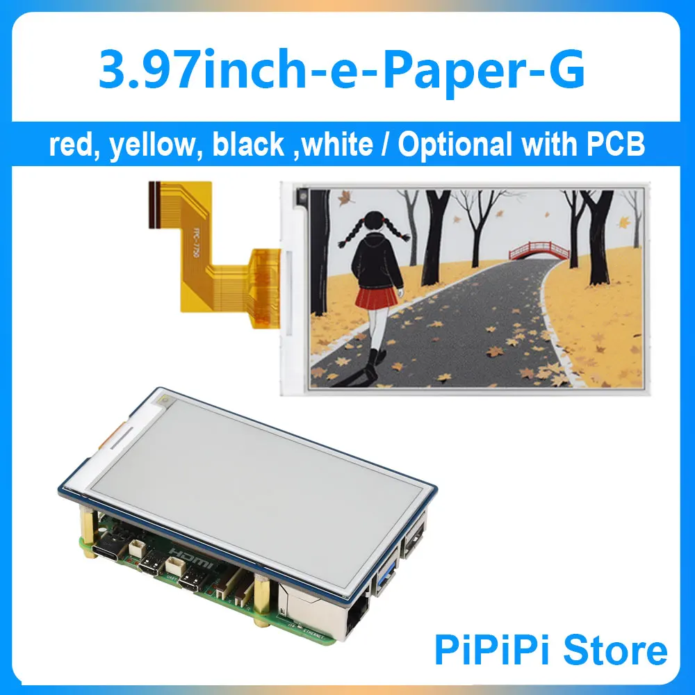 

3.97 inch e-Paper link (G) red, yellow,black,white four-color 800x480 For Raspberry Pi/ Arduino / Jetson / STM32 /ESP32