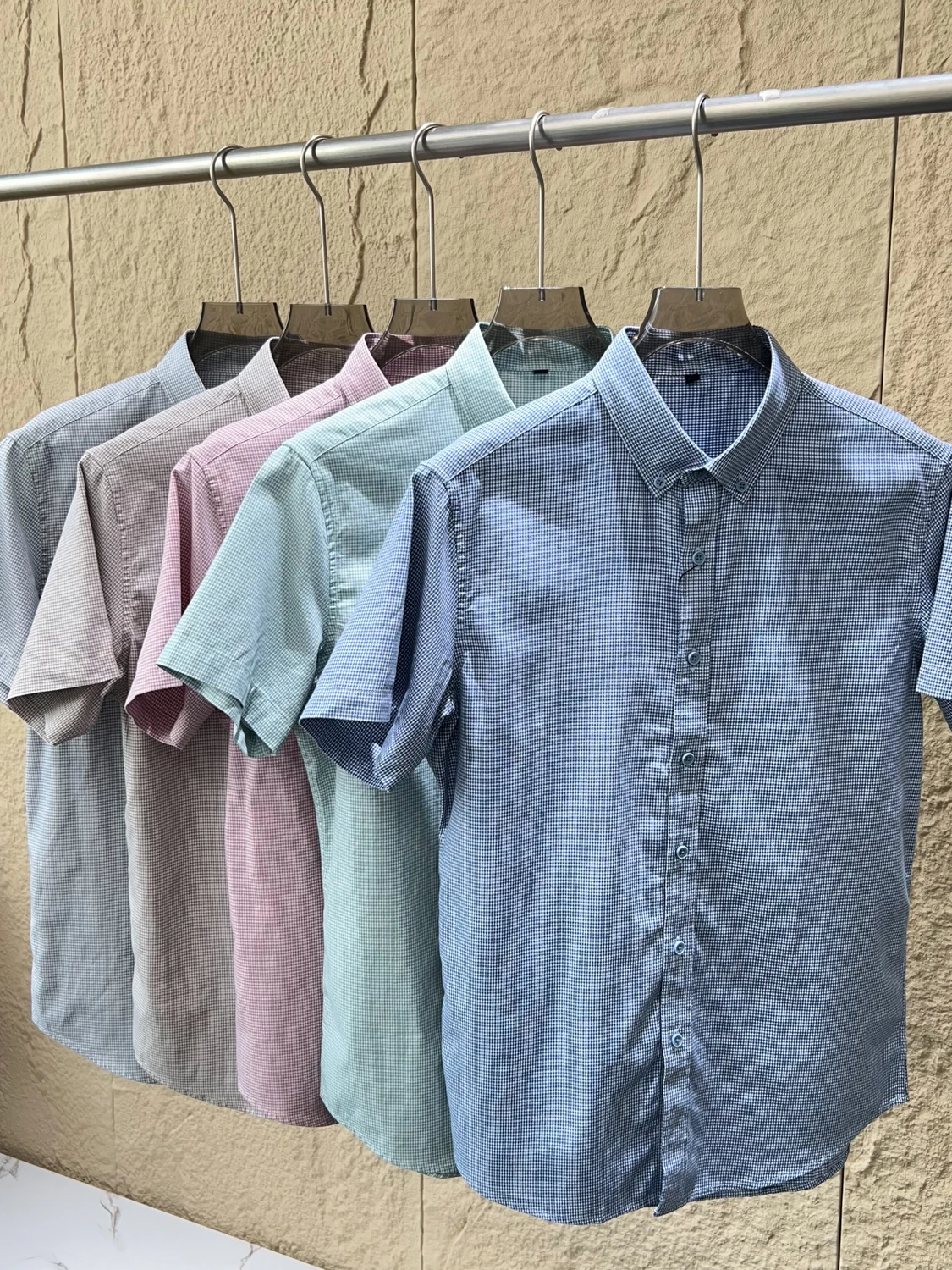 

Men's Casual Cotton Lyocell Linen Shirt Summer Breathable Moisture Wicking Short Sleeve Plaid Pattern Loose Fit Button up