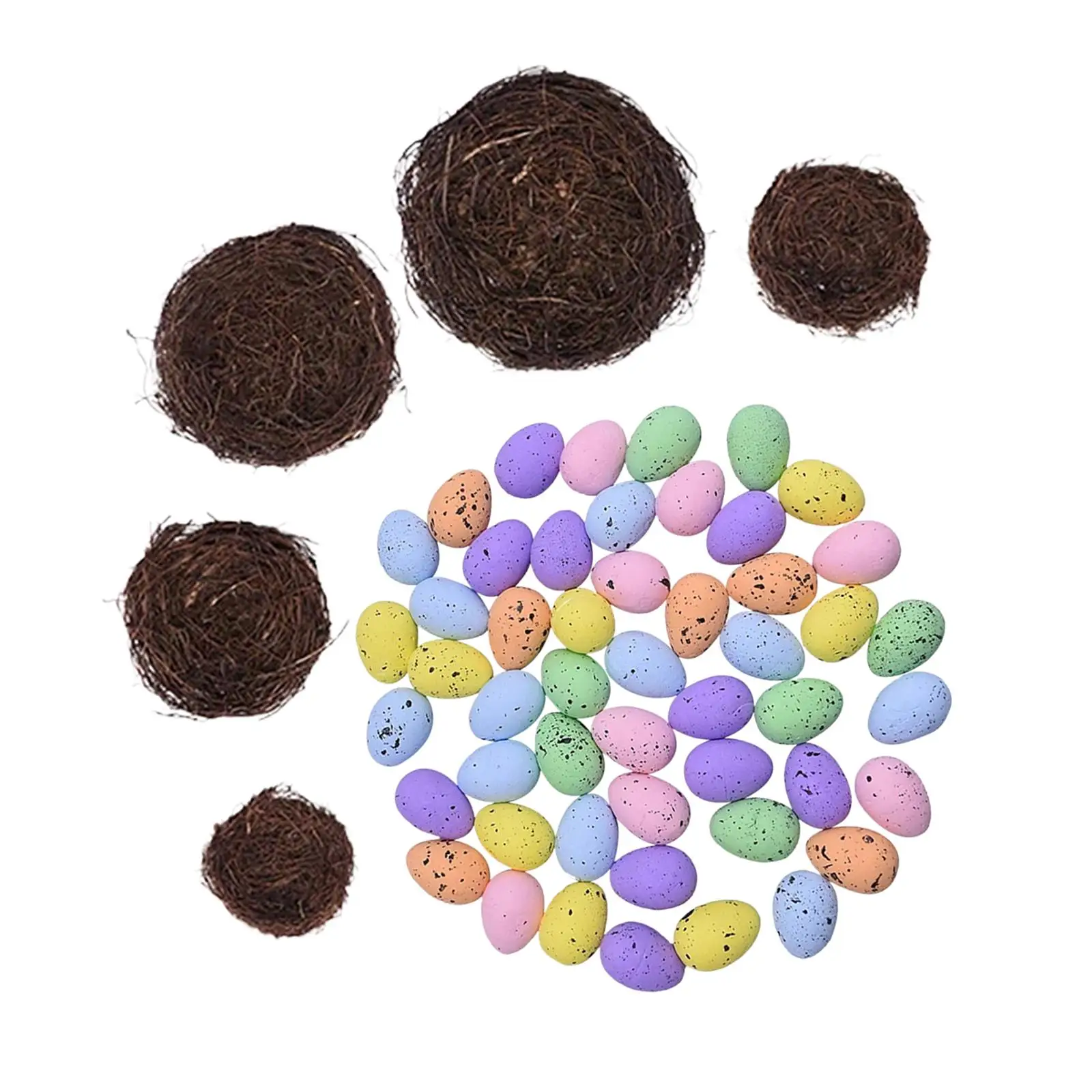 Simulated Easter Rattan Weaving Birds Nest Colored Eggs Home Decor Handmade