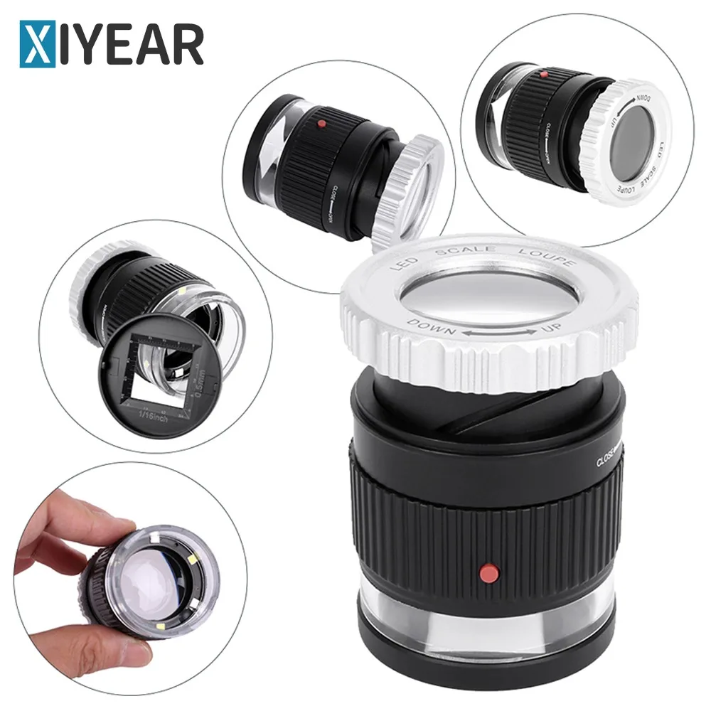 Lupa Lupa Luz Led Luz uv Foco Ajustável Vidro Dobrável para Jóias Têxteis Moedas e Selos 30x