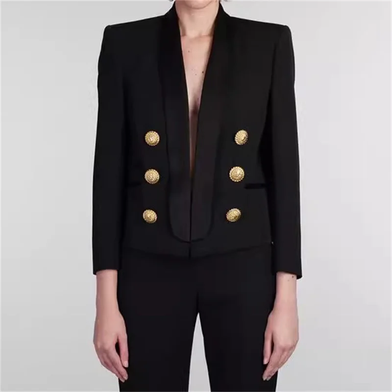 

Women's suit jacket 2024 autumn new in outerwears double breasted slim fit Women coat High quality long sleeved top y2k Blazer