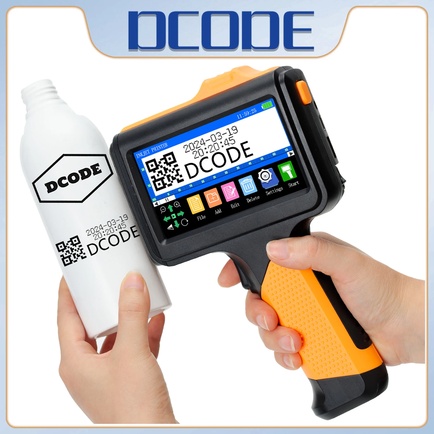 dcode handheld thermal inkjet coder impressora multi idiomas texto codigo de barras qr numero do lote logotipo data label 1790plus 127 mm 01