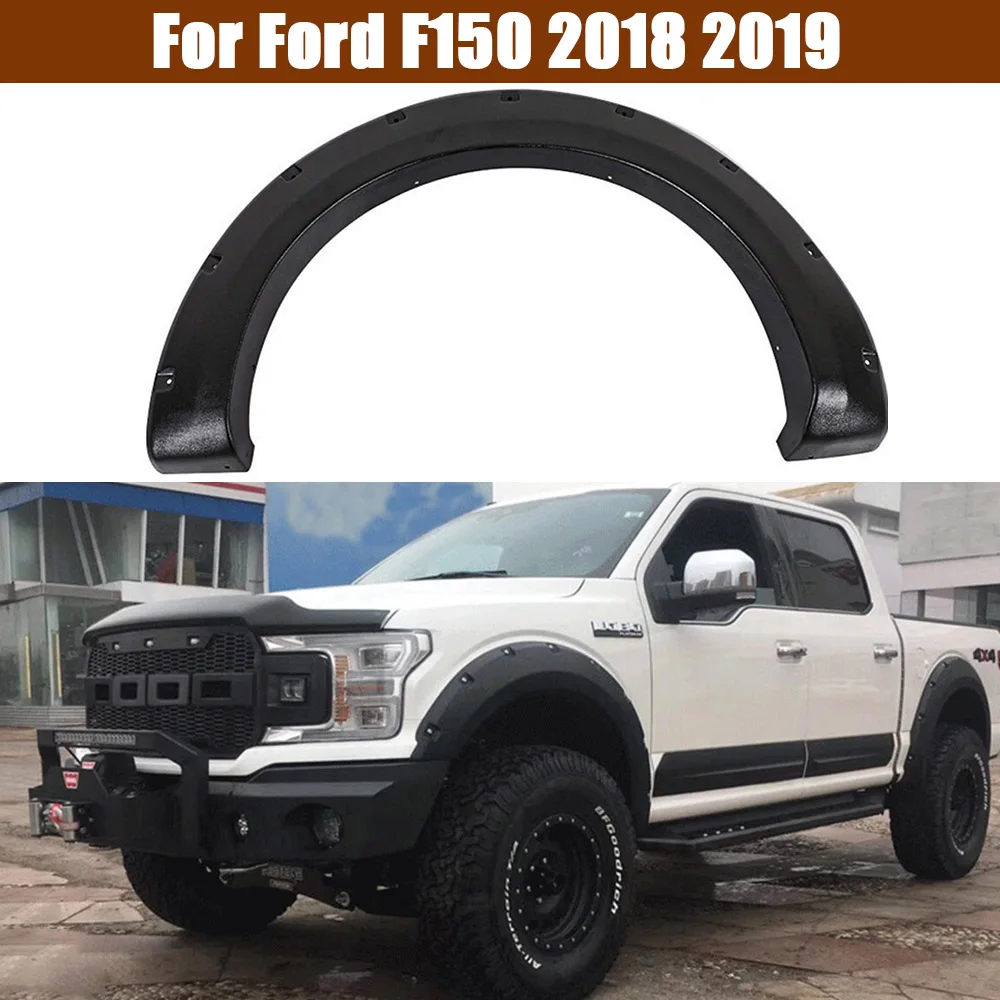 

Car Styling ABS Black Fender Flares Wheel Off-raod 4x4 Car Wheel Eyebrow Pickup Accessories For Ford F150 2018-2019