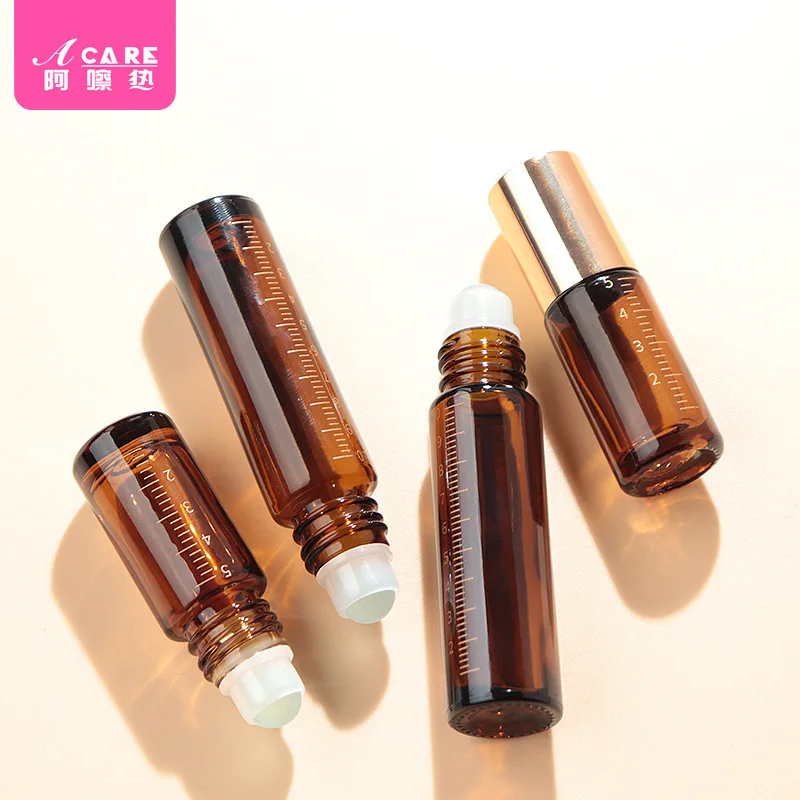 تعبئة فرعية/كرة E1-بني داكن عطر محمول عينة زجاجية مطرزة بالزيت العطري للسفر المحمول
