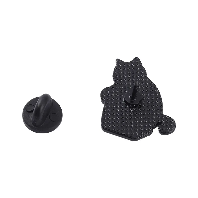 Alfileres esmaltados de gato blanco y negro, broche de bolsa de pescado seco, insignias de animales de dibujos animados, Pin de solapa de mezclilla, regalo de joyería para niños, mejores amigos