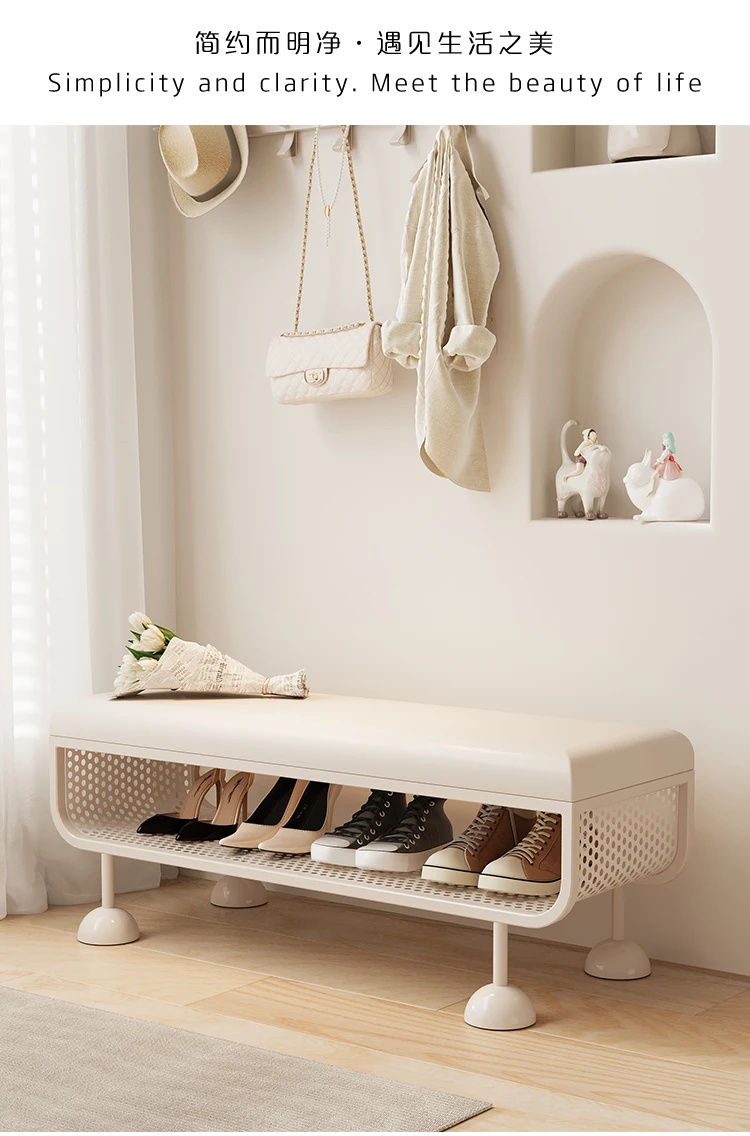 Iron Entryway Shoe Bench with Storage Sturdy Shoe Rack Convertible Seat Shoe Organizer Creative Large Capacity Boot Shelf