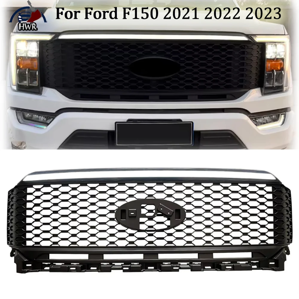 

ABS Front Bumper Grille Car Mesh Grille With LED Light For Ford F150 2021 2022 2023 Offroad Grille Raptor Appearance Truck Parts