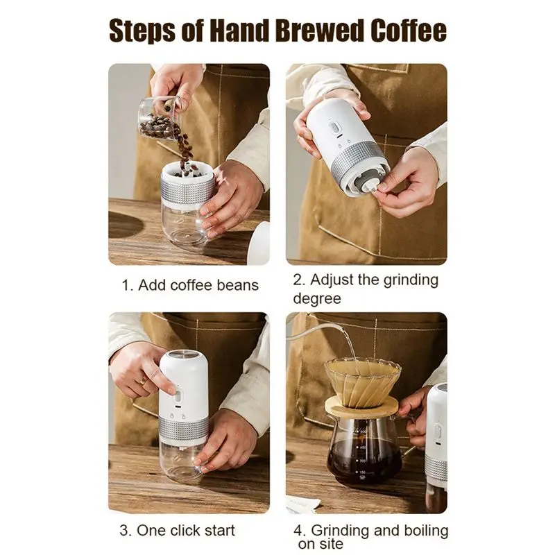 New Portable Electric Coffee Bean Grinder Home 1500Mah External Coffee Maker Rechargeable Grinder