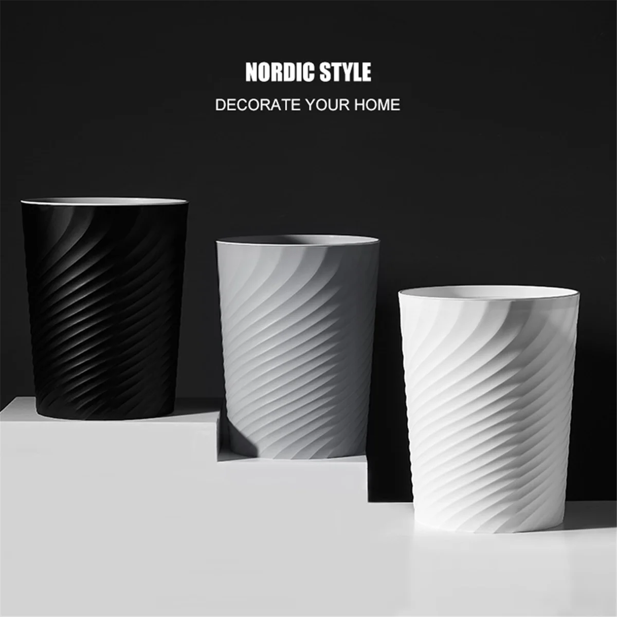 trash can Plastic Small Trash Can Wastebasket, Garbage Container Basket for Bathrooms, Kitchens, Offices, Dorms, (White)