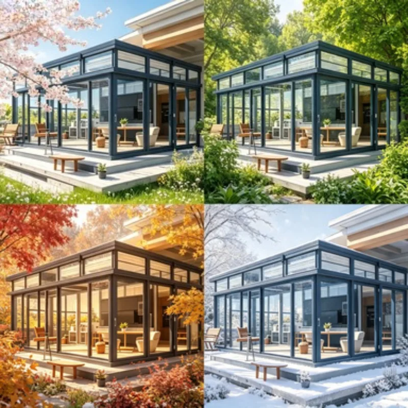 With Motorized Awning Aluminum Sunroom Glass House Outdoor Conservatory Retractable Sun Room for Terrace Balcony Courtyard