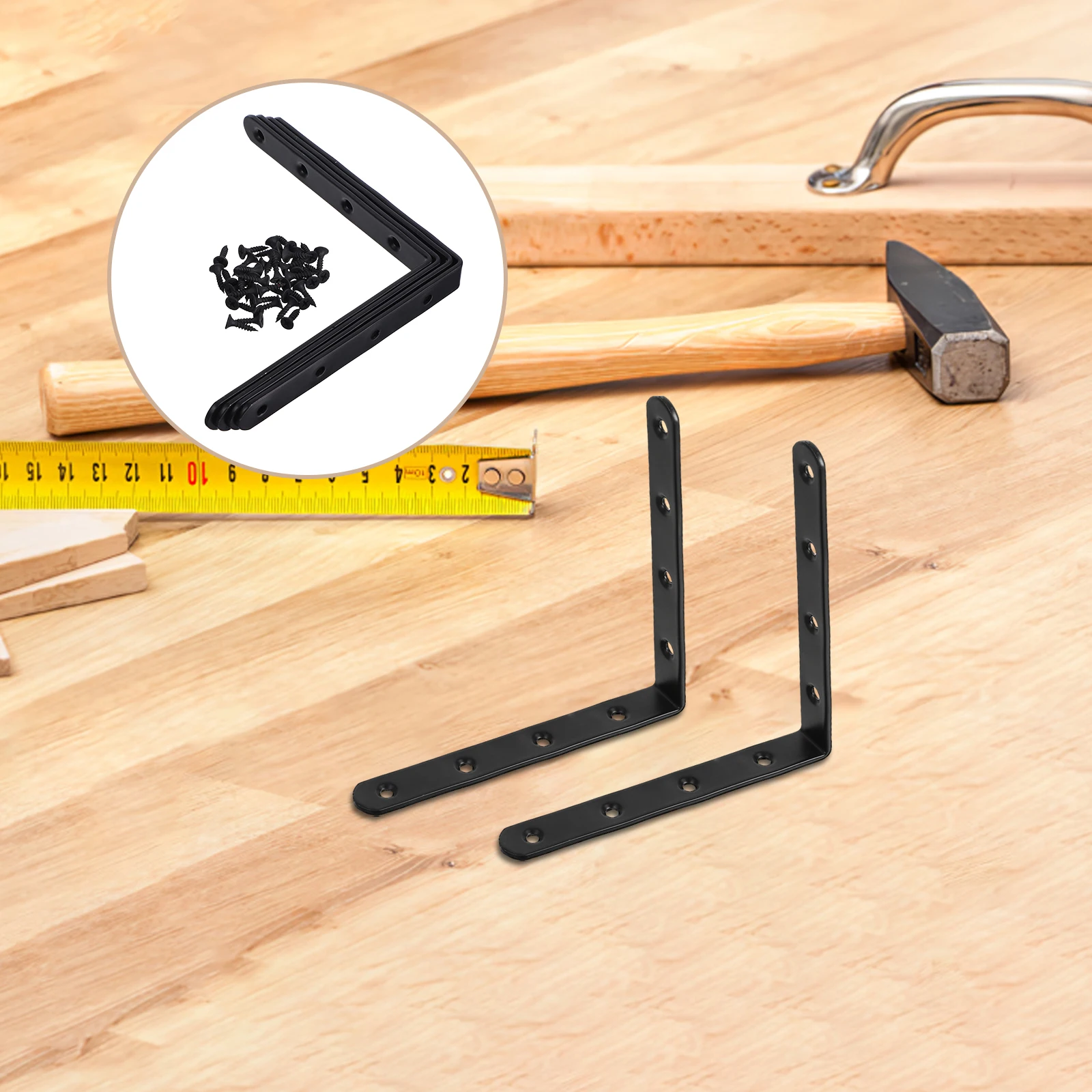 

4pcs Metal Mending Plate Brackets Heavy Duty Repair Support For Wood Fences Bookcases Cabinets Iron Flat Straight Brace