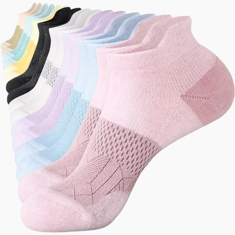 16 pairs of random athletic socks with arch support and compression ankle design, unisex, suitable for running and fitness.
