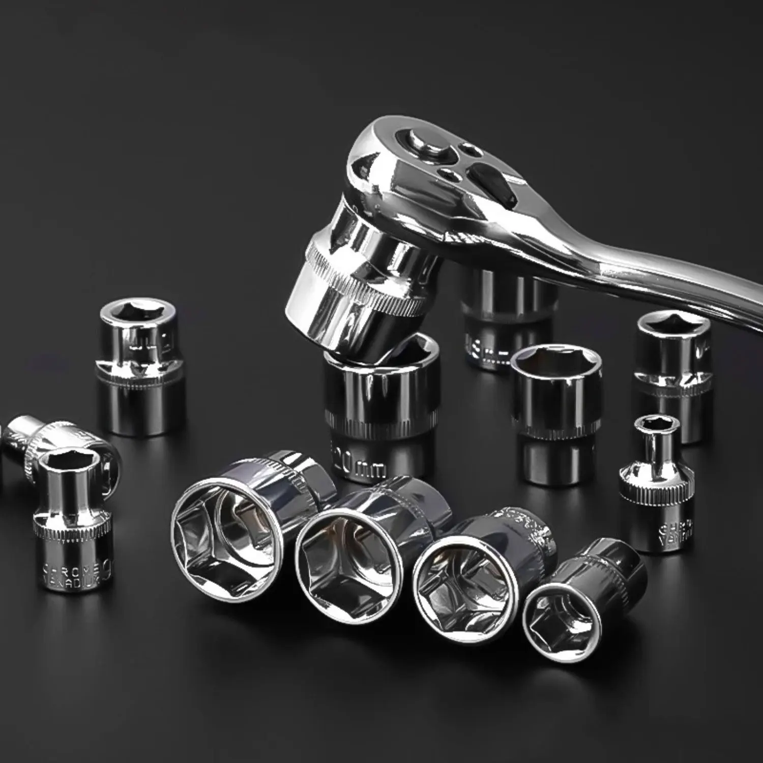 CRV 3/8 Kurze Spiegelpolierte Steckschlüssel 6-24mm Außensechskant-Steckschlüssel für Heim-/Arbeitswartung Handwerkzeug Autoreparaturwerkzeuge – Detail 1