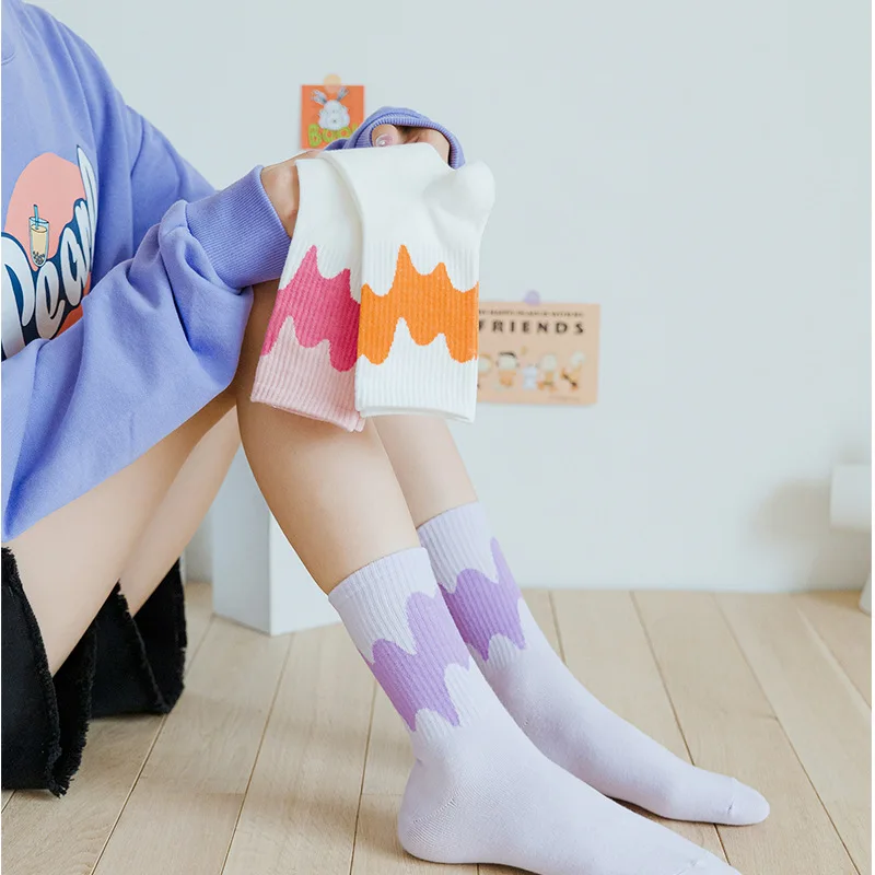 Cute Candy Colors Women Stockings Korean Version Spring and Autumn Sock Japanese Ins Trend Harajuku Ice Cream Socks Meias