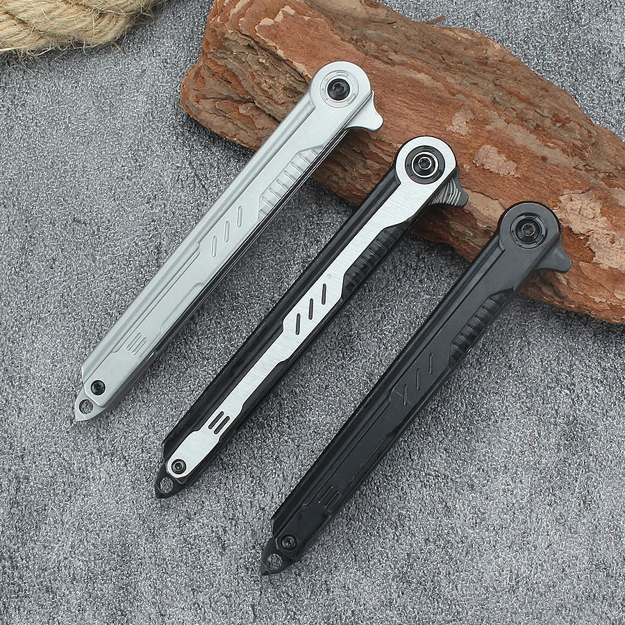 Feather Pattern Folding Knife Outdoor Camping Survival Pocket Knife Portable Fruit Knife High Hardness Folding Knife M390