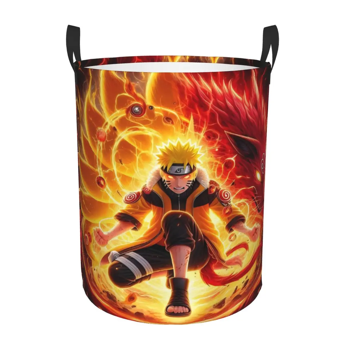 

Custom N-Narutoes Uzumaki Anime Laundry Basket Collapsible Cartoon Clothes Hamper for Baby Toys Storage Bin