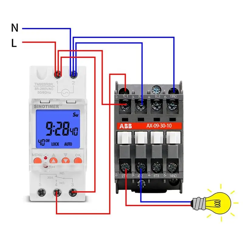 ABNH  TM928RBKL Ringing Instrument Timer Large Screen Display Replaceable Battery Backlight 85-265V 30A