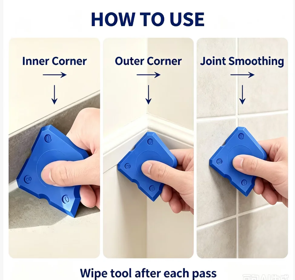 4-Piece Silicone Caulking Tool Set - Versatile, Easy Clean-up, & Professional Sealant Spreading