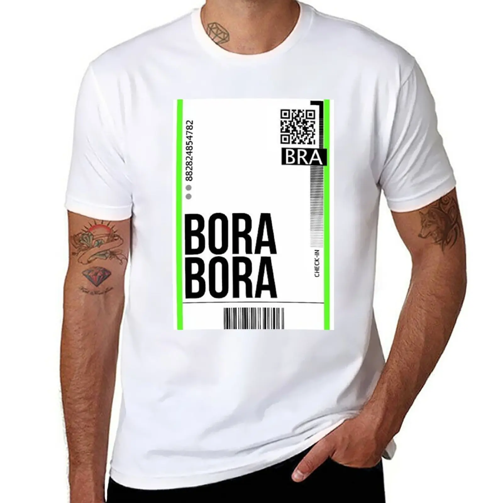 New Bora Bora Plane Ticket/Boarding Pass Template T-Shirt vintage clothes plain t-shirt plain black t shirts men