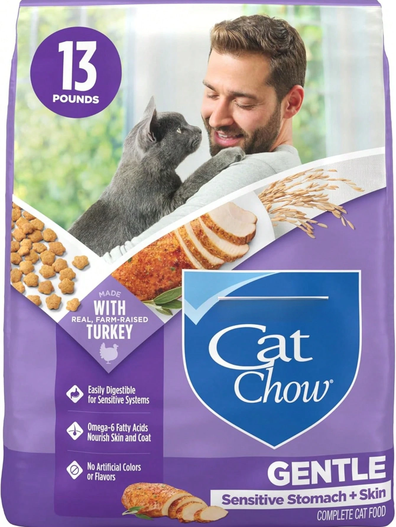 

Корм для кошек Cat Chow Gentle Sensitive Stomach And Skin Dry с индейкой - 13 фунтов. Сумка для новогодних подарков для кошек, праздничное питание для домашних животных