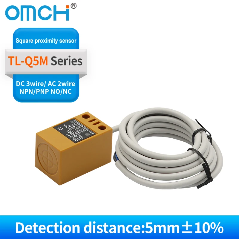 OMCH wodoodporny indukcyjny metalowy przełącznik zbliżeniowy czujnik kwadratowy TL-Q5M NPN PNP NO NC DC 6-36V AC90-250V