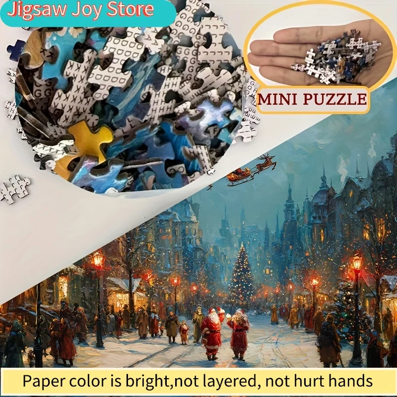 1 Caja de Rompecabezas para Adultos, Diseño Navideño de Calle, para Fiestas y Actividades, Diseño Festivo de Colores Mixtos, 15x10 Pulgadas (38x26 cm)