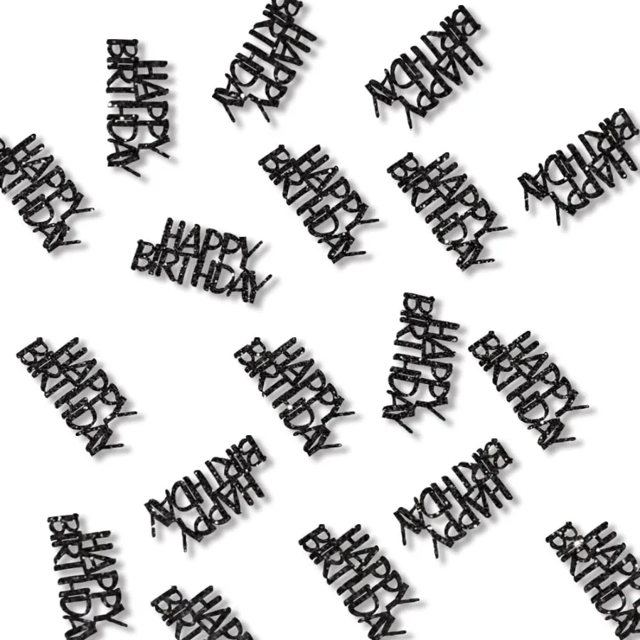 Confeti negro de feliz cumpleaños, decoraciones para fiesta de cumpleaños, mesa con purpurina para adultos, cumpleaños, aniversario, manualidades DIY, Sup