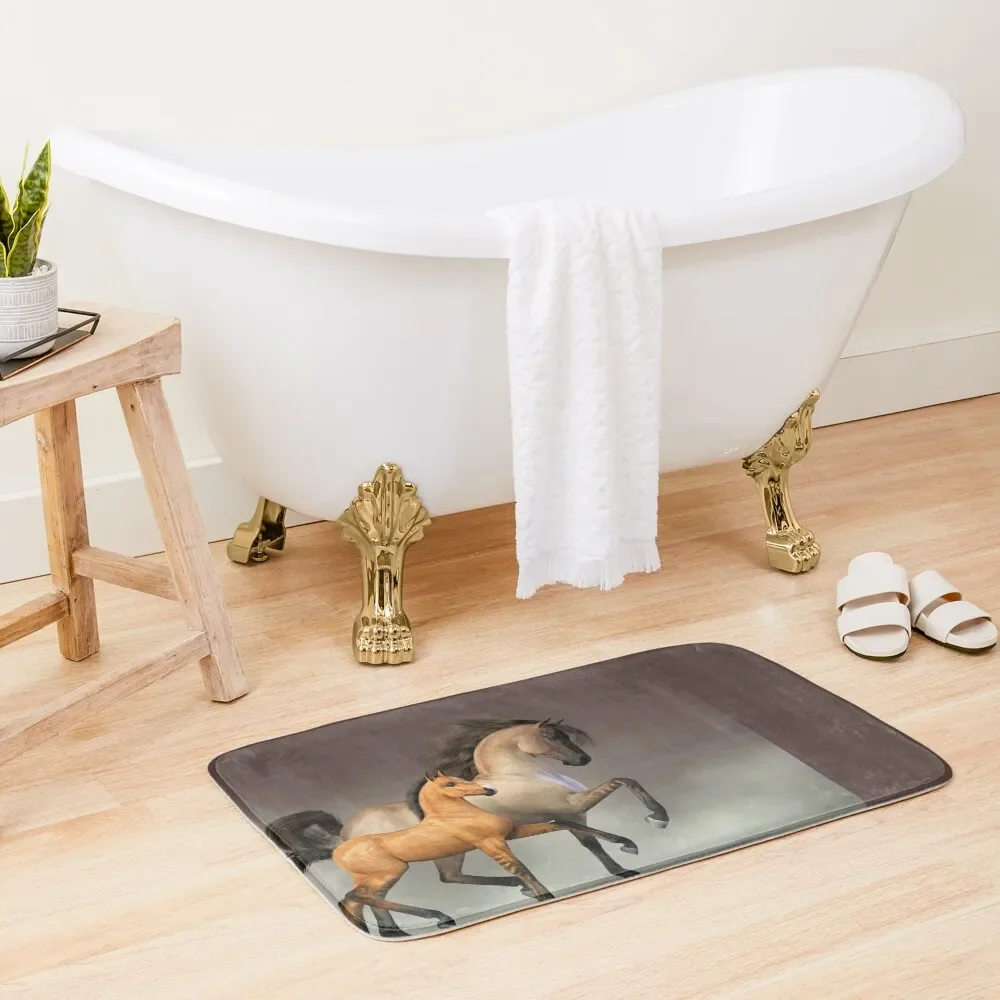 Dun Mare and Foal Bath Mat Sets Of Bathroom Accessories Bathroom Floor Water Absorbent Mat