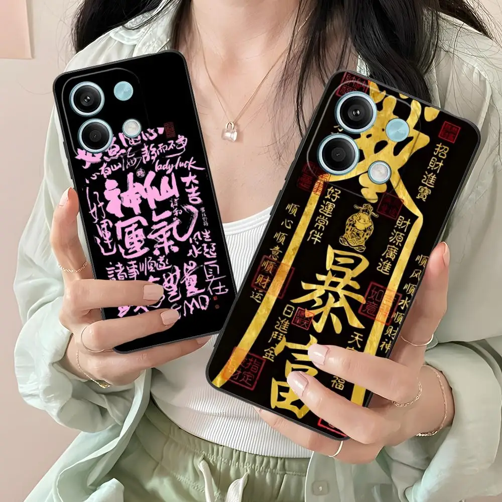الصينية محظوظ الغنية قضية الهاتف المحمول ل Xiaomi Redmi 15 14 13 12 A5 3 2 1 C زائد 4G 5G غطاء الطباعة الملونة غطاء جميل