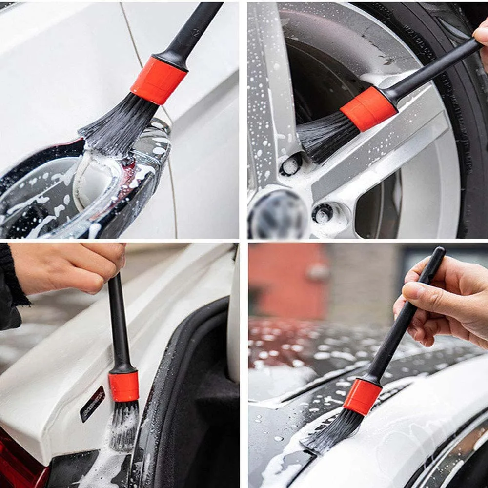 5PCS Car Detailing Brush Set Premium Fiber Multifunction Cleaning Brush For Cleaning Wheels Engine Interior Air Vents Wash Kit