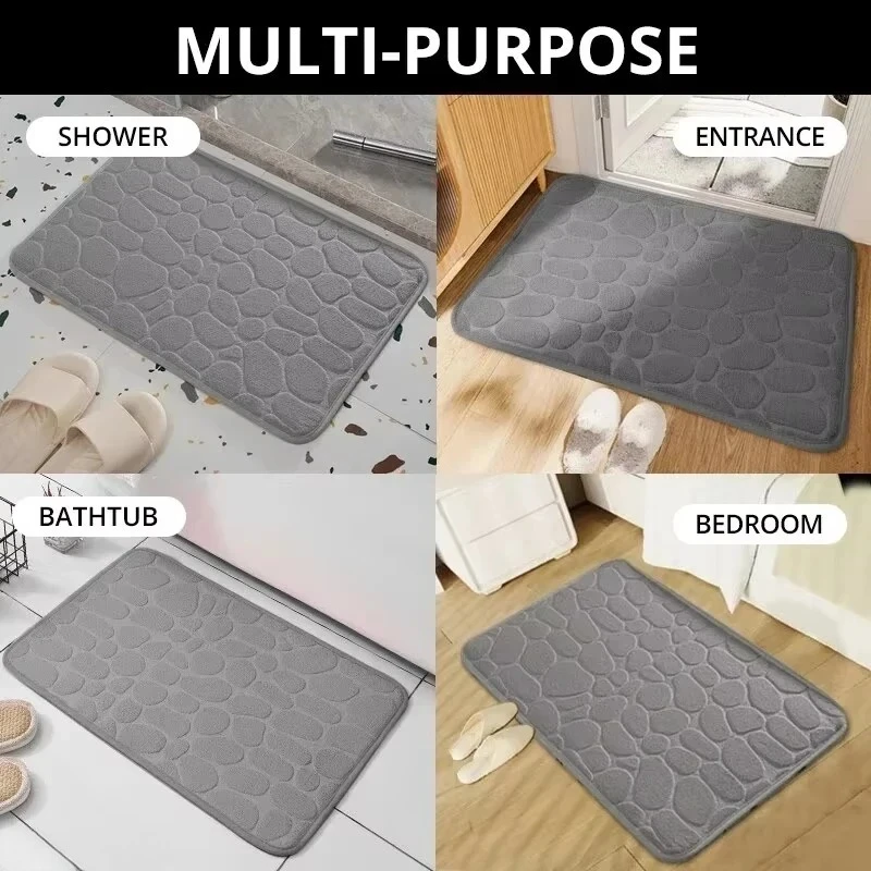 Smooth pebble bathroom water-absorbing mat - Easy to clean coral fiber mat - Home use anti-slip bathroom floor mat