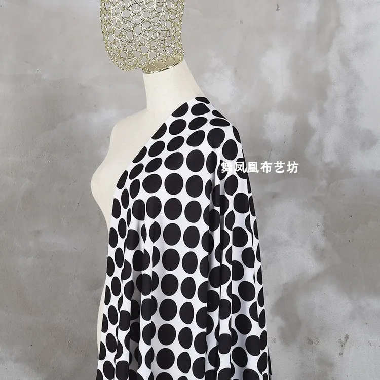 YLM Black White Polka Dot Fabric Clothing Woven Non-elastic Breathable