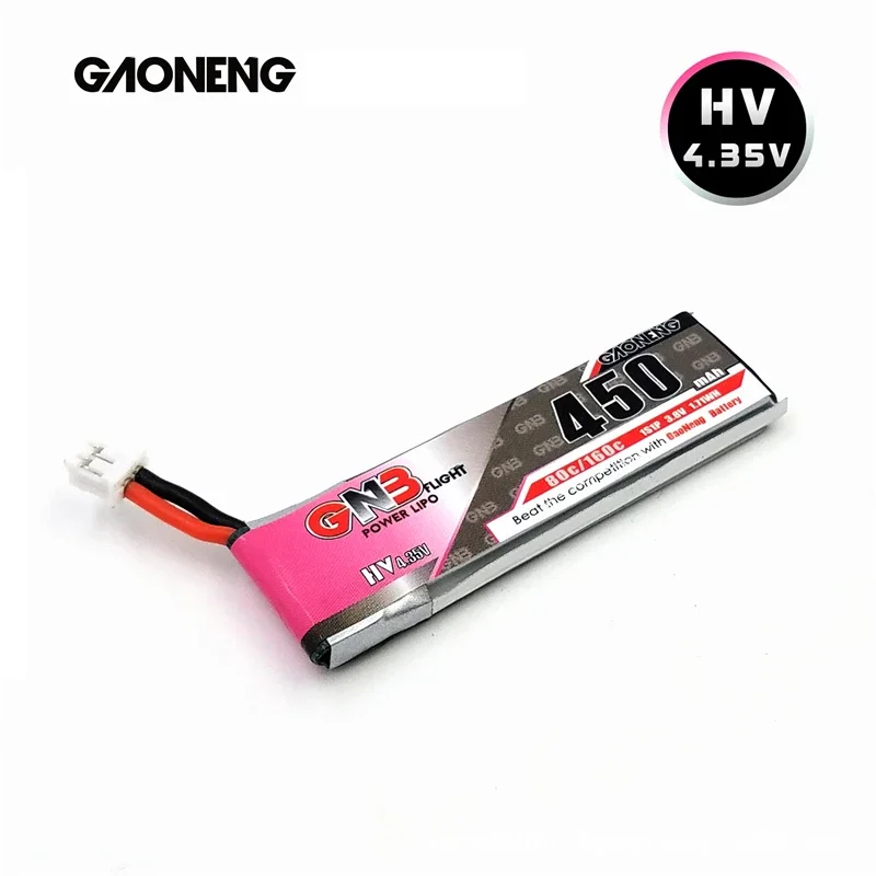 GNB 1S 450MAH 3.8V 80C Max 160C 4.35V HV Lipo battery for M80S Tiny7 Beta75S Emax Tinyhawk Snapper7 Drone with PH2.0 Plug 10PCS