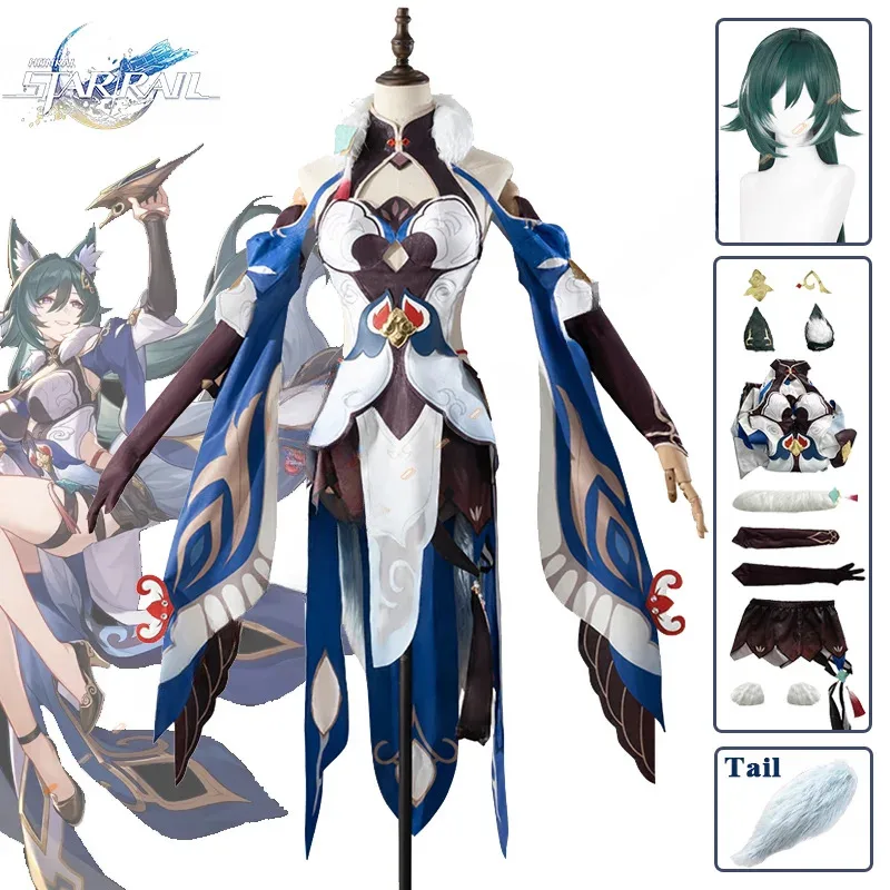 

Honkai Star Rail Yukong Косплей Костюм Парик Платье Хвост Уши Заколки Униформа Шлем Мастер Сяньчжоу Луофу Хэллоуин Женская Вечеринка