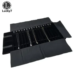 Black Velvet Jewelry Roll Bag Gray Pendant Bracelet Storage Bag Necklace Display Suitcase Rubber Band Jewelry Bag